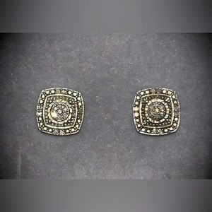 Cubic Zirconia silver plated earrings with diamonds.